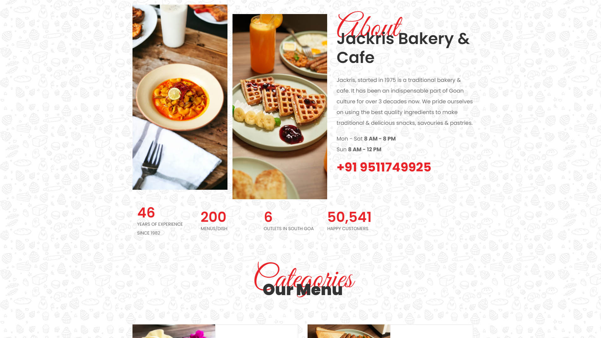 Jackris Bakery website image