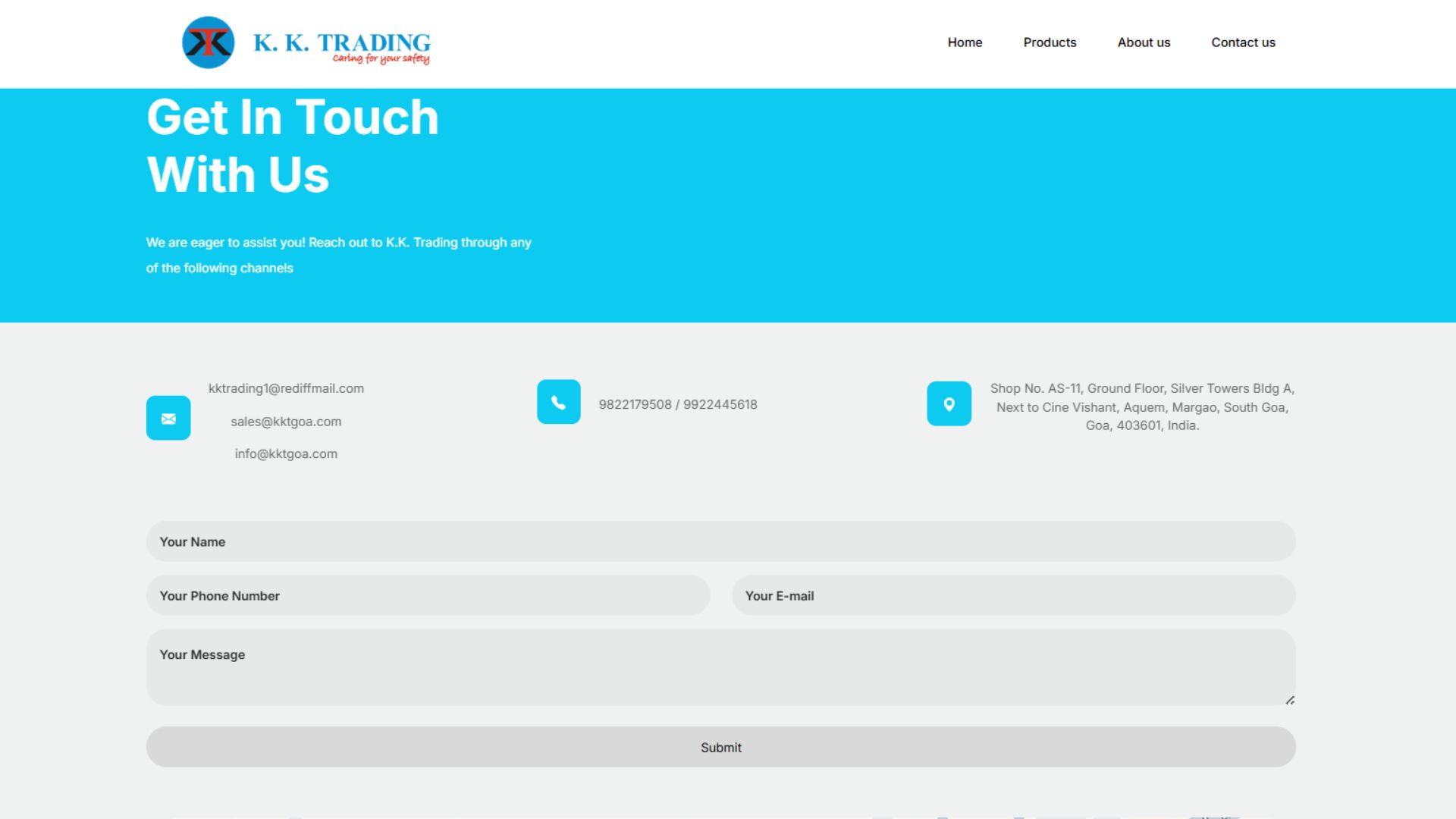 KKTrading Goa website