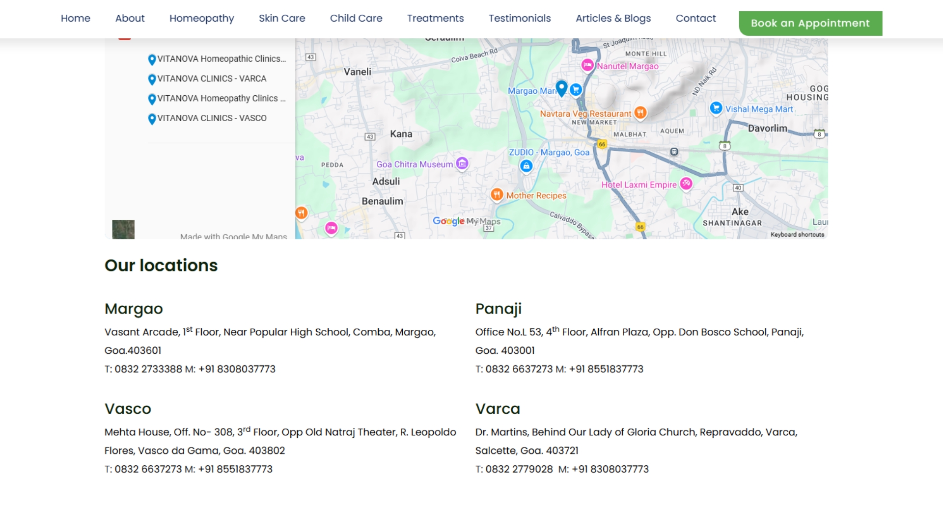 Vitanova Clinics website