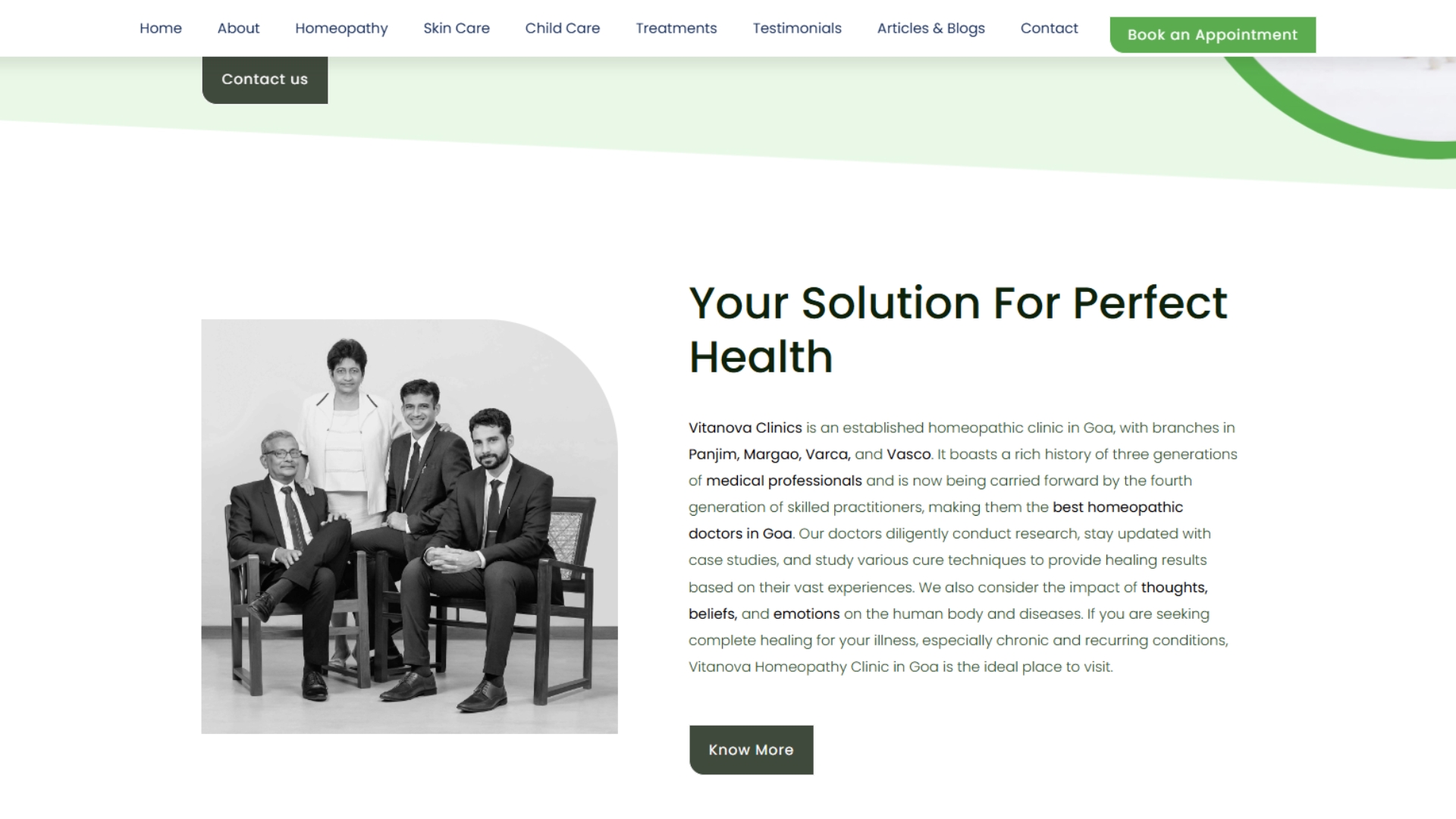 Vitanova Clinics website