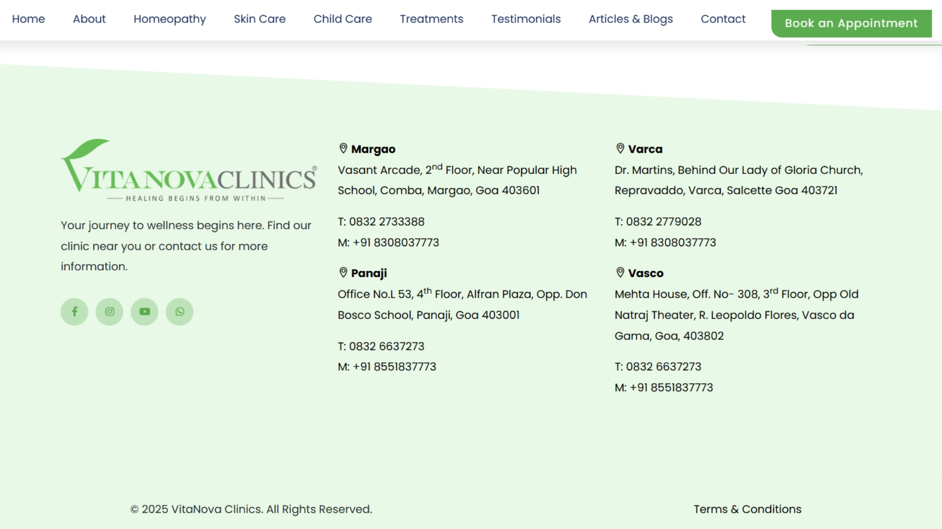 Vitanova Clinics website