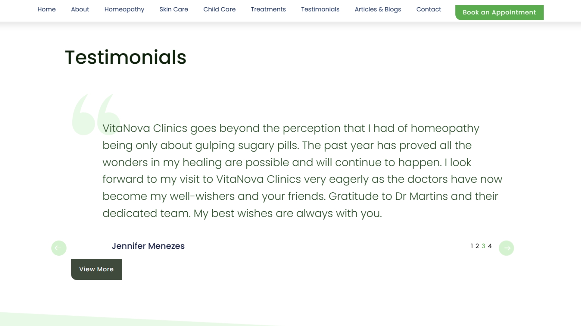 Vitanova Clinics website