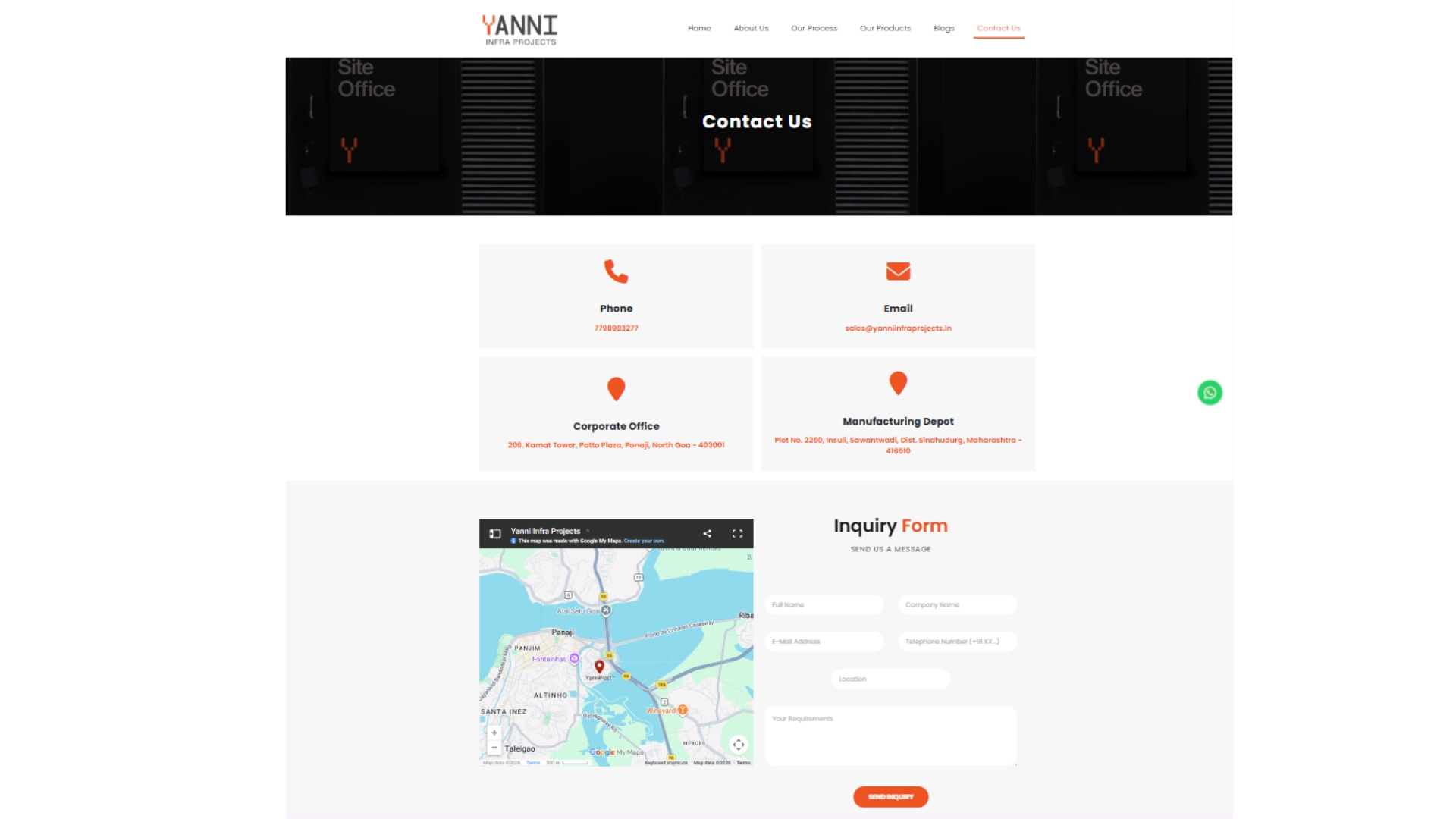 Yanni Infra Projects website