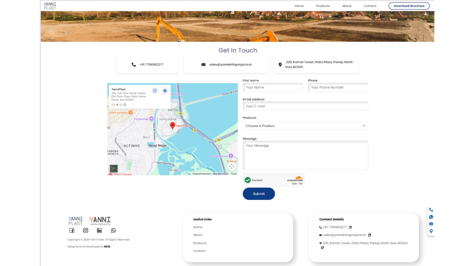 Yanni Infra Projects website